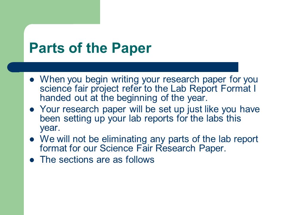 Parts of a scientific paper